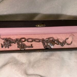 Silver Charm Bracelet with Key and Lock charms